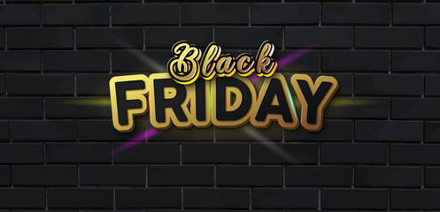 editable black friday text effect in gold and black.typhography logo