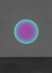 Neon abstract round. Glowing frame. Vintage electric symbol. Burning a pointer to a black wall in a club, bar or cafe. Design element for your ad, sign, poster, banner