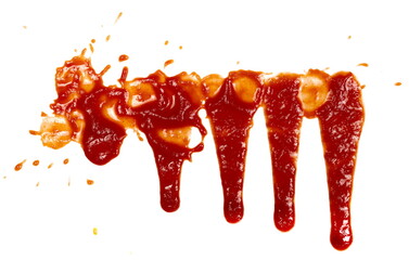 Blood splashes, red stains isolated on white background and texture