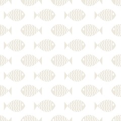 Nautical seamless pattern with swimming cartoon fish