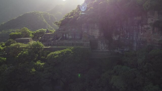 The mysterious ruins of the sanctuary for the elite Jaguar and Eagle warriors during the Aztec empire. The Aztec pyramid ruins are located in Malinalco, Mexico. Cinematic footage of the stunning ruins