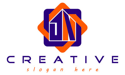 real estate DN letter logo with home sign logo design vector, house logo, construction logo template