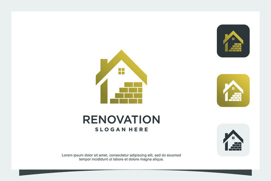 House logo design with renovation concept Premium Vector