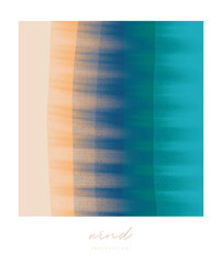 Simple Minimalist Abstract Vector Print. Abstract Wind made of Blue, Orange and Beige Blurry Stripes on a White Background. Creative hand Drawn Modern Art ideal for Wall Art, Poster, Card.