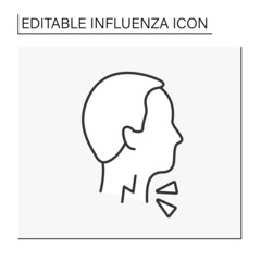 Sore throat line icon. Pain from swallowing or talking, difficulty swallowing, irritation. Pharyngitis. Healthcare. Influenza concept. Isolated vector illustration. Editable stroke