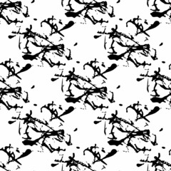 Vector Plaid Brush Seamless Pattern Grange Minimalist Check Geometric Design in Black Color. Modern Grung Collage Background for kids fabric and textile