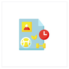 Hobbies flat icon. Employee personal interests. Personal recruitment information. Job search, employment, career growth concept. Color vector illustration