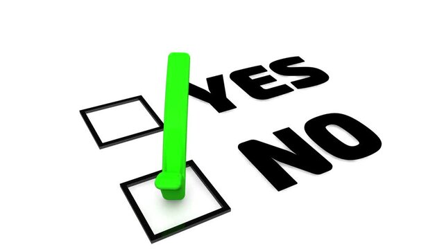 Yes or no. Negative choice. The choice between positive and negative responses. The green check mark on the NO position. Footage video
