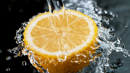 Freeze Motion Shot of Fresh Lemon with Water Splash, close-up. © Lukas Gojda