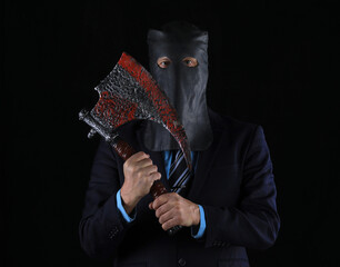 studio portrait of businessman executioner