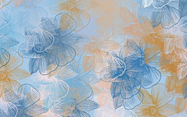 Light Blue, Yellow vector doodle pattern with flowers.