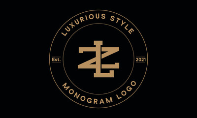 lz or zl monogram abstract emblem vector logo template - obrazy, fototapety, plakaty