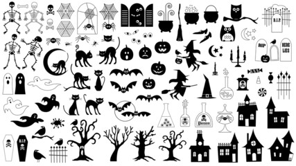 black halloween silhouette vector illustrations bundle
