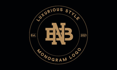 nb or bn monogram abstract emblem vector logo template