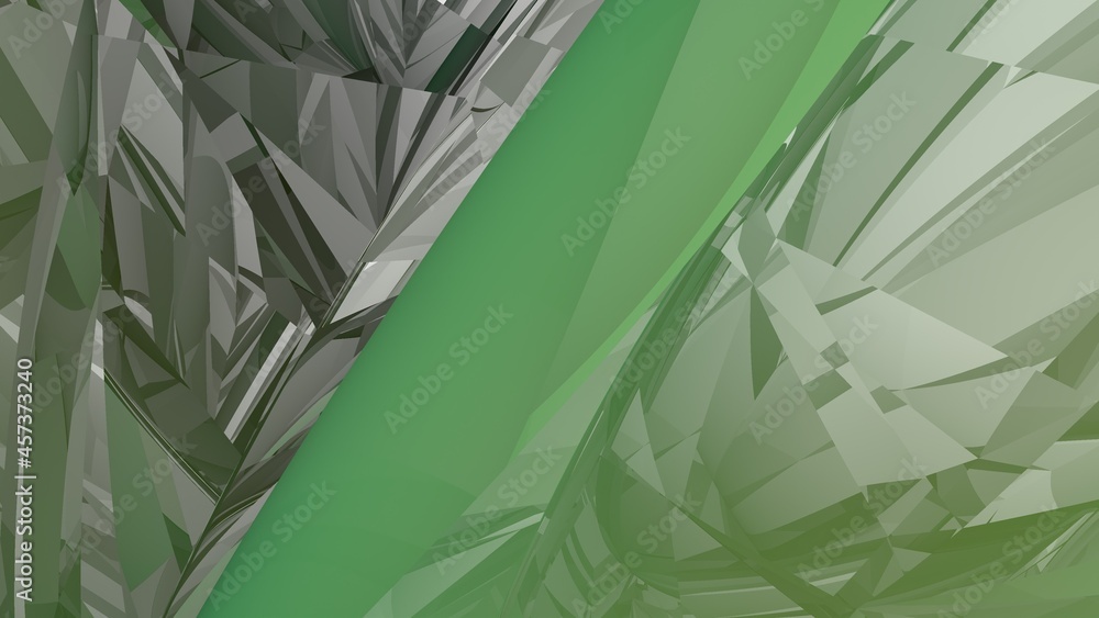Poster abstract green background in the form of broken lines and a gradient. rendering image