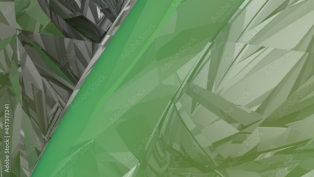 Poster abstract green background in the form of broken lines and a gradient. rendering image