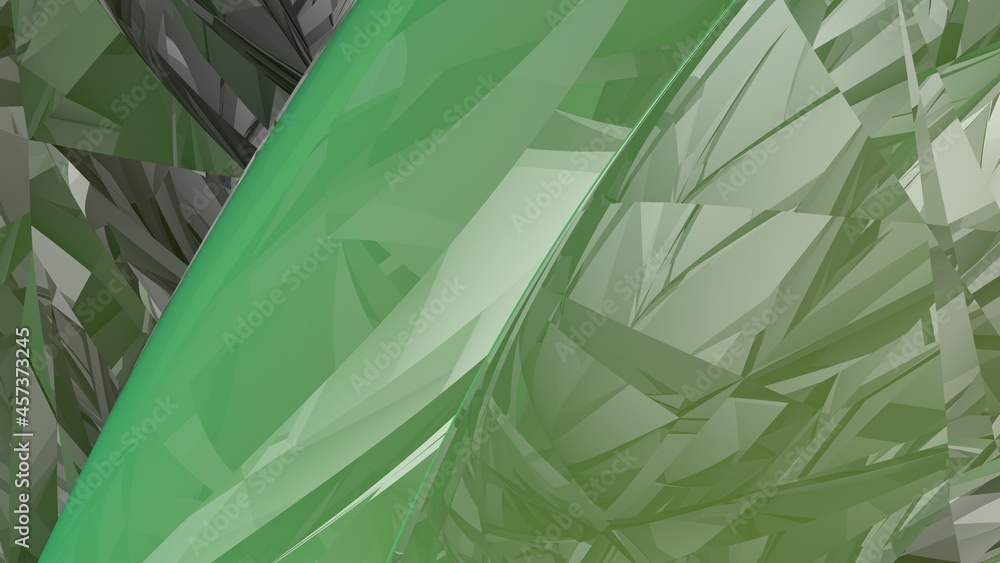 Poster abstract green background in the form of broken lines and a gradient. rendering image