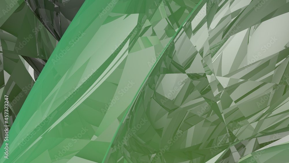 Poster abstract green background in the form of broken lines and a gradient. rendering image