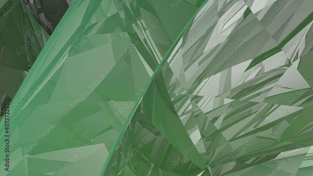 Poster abstract green background in the form of broken lines and a gradient. rendering image