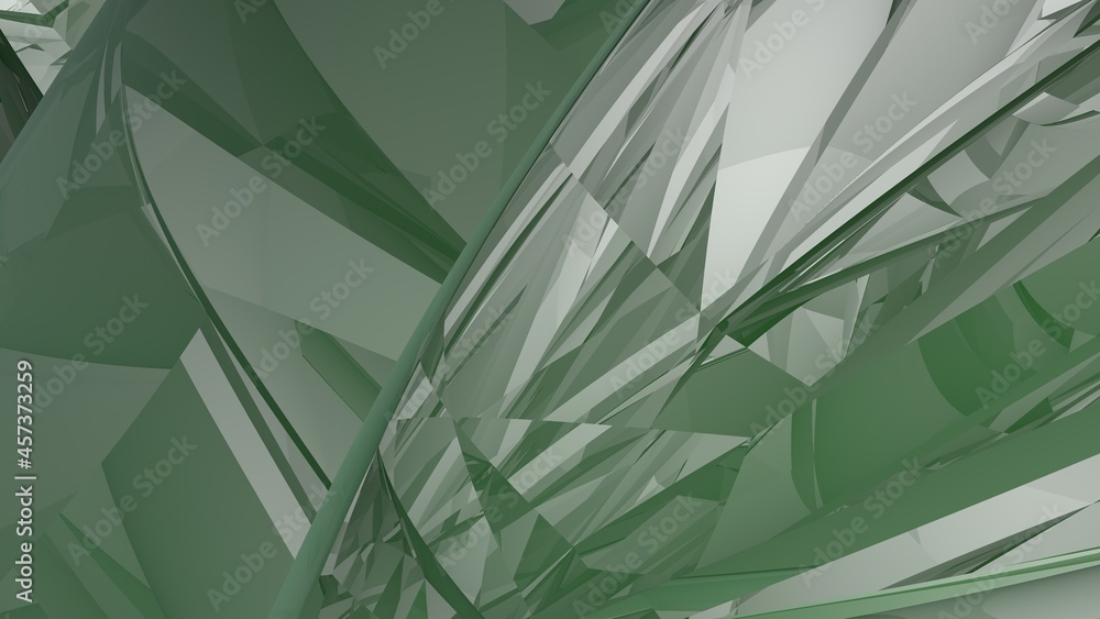 Poster abstract green background in the form of broken lines and a gradient. rendering image