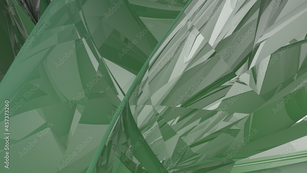Poster abstract green background in the form of broken lines and a gradient. rendering image