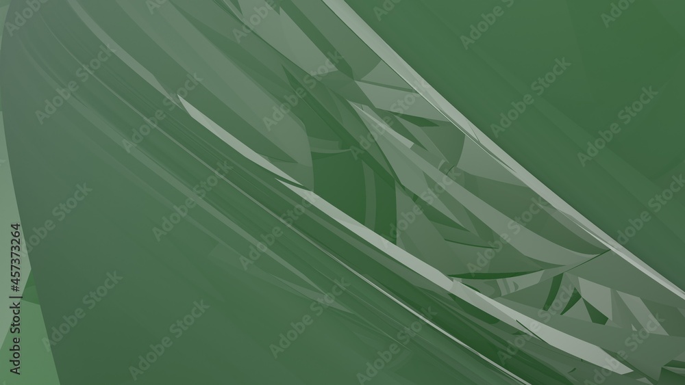 Poster abstract green background in the form of broken lines and a gradient. rendering image