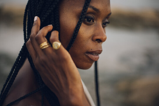 Profile Portrait Of A Beauty Black Girl