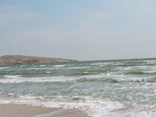 Waves of the Sea of Azov. Cape Kazantip. Crimea.