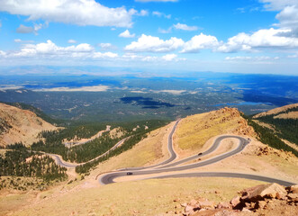 Famous switchbacks at Pikes Peak, Colorado, United States
