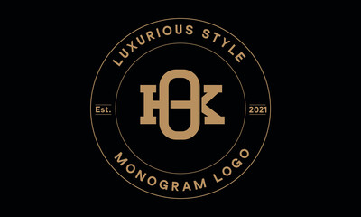 Fototapeta na wymiar ok or ko monogram abstract emblem vector logo template