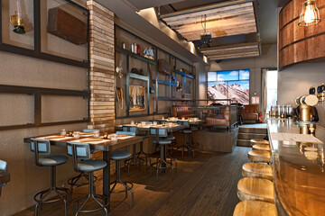 Interior of hipster bar in downtown Reykjavik