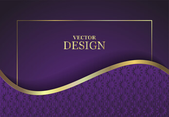 Abstract purple background with lacy ornament and gold decor.