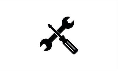 Wrench and screwdriver icon vector logo design template