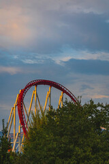 Roller coaster during the sunset