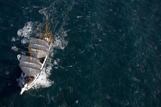 big sail boat leaving the bay of Reykjavik for the North Atlantic