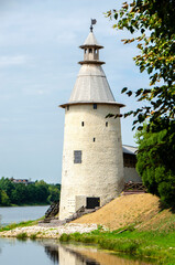 View of the Vysokaya (Voskresenskaya) Tower of the Pskov Kremlin, Pskov, Russia