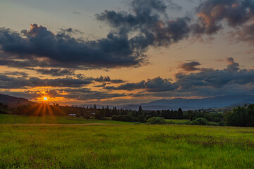 Sunset near Michalova village in national park Muranska planina