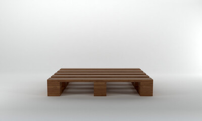 Front View Brown Wooden pallet 3d render
