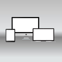 Realistic Vector Set of Desktop Tablet Laptop Vector Design