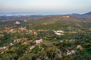 Fototapeta na wymiar Typical rural landscape in central Island of Corfu, Greece.