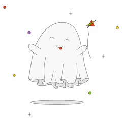 Vector drawing. Ghost, a ghost that hovers above the ground