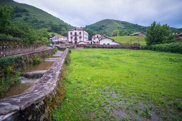 Urdax village in Baztan Valley, Navarre, Northern Spain.Urdazubi is a Basque name meaning water and...