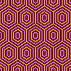 Seamless pattern. Hexagons ornament. Tiles background. Hexahedrons wallpaper. Ethnic motif. Geometrical backdrop. Digital paper. Mosaic textile print. Geometric web designing. Vector artwork.
