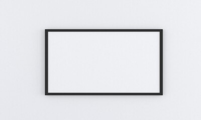 Black empty frame mockup on gray wall, 3d-rendering