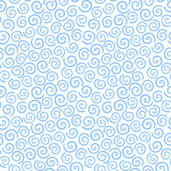 Seamless cute handmade pattern with blue helixes.