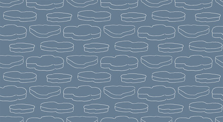 Drifting ice floes simple winter seamless pattern, white on blue background. Hand drawn vector illustration. Line drawing. Design concept for kids textile, fashion print, wallpaper, packaging. © Maria Skrigan