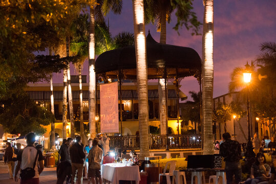 pictorial postcards of a night in the plazuela machado in the port of mazatlan sinaloa