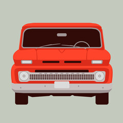 red vintage car, vector illustration, flat style, front