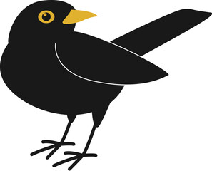 blackbird , vector illustration, flat style, side