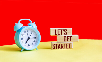 A text sign that says Let S Is Get Started . Conceptual photography encourages a demonstration or...